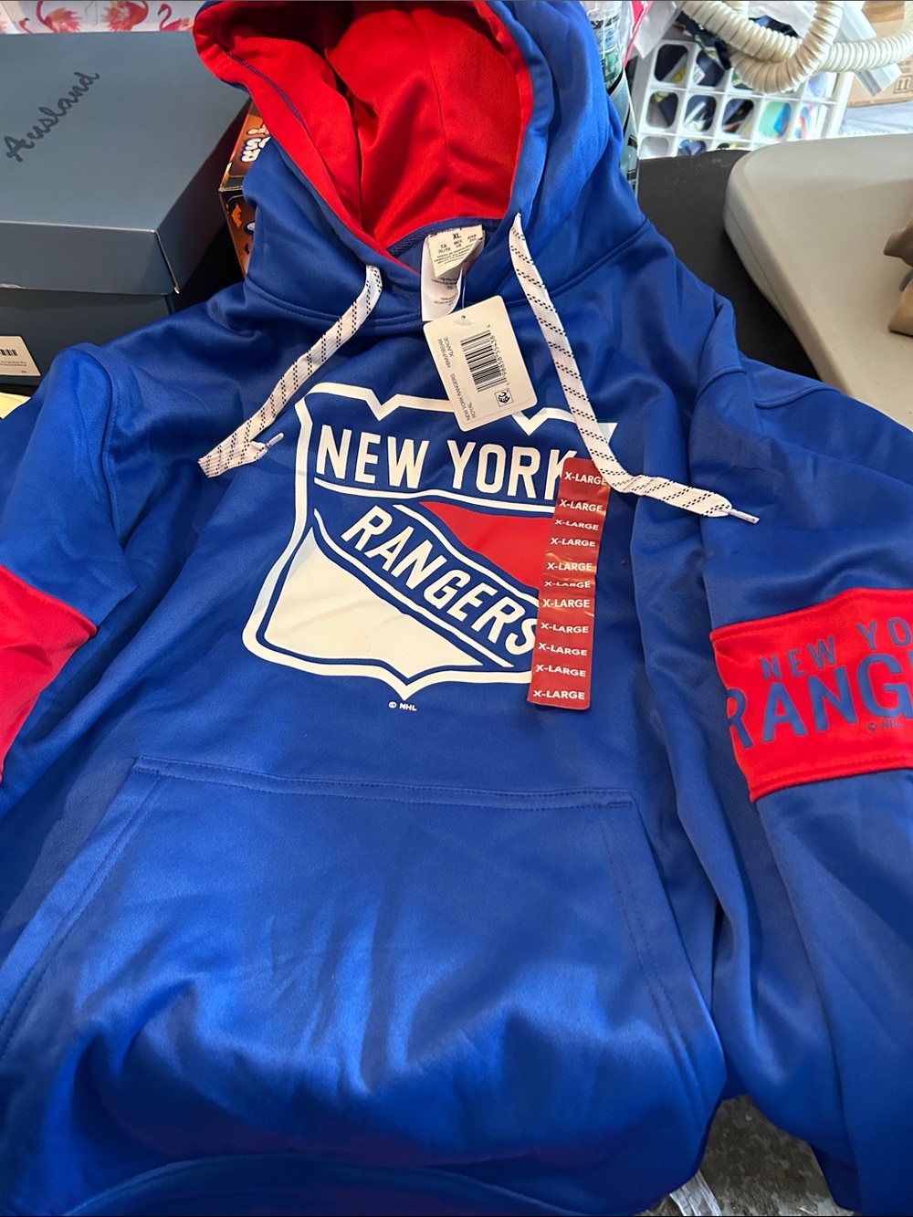 NHL New York Rangers Blue & Red Pullover Hoodie